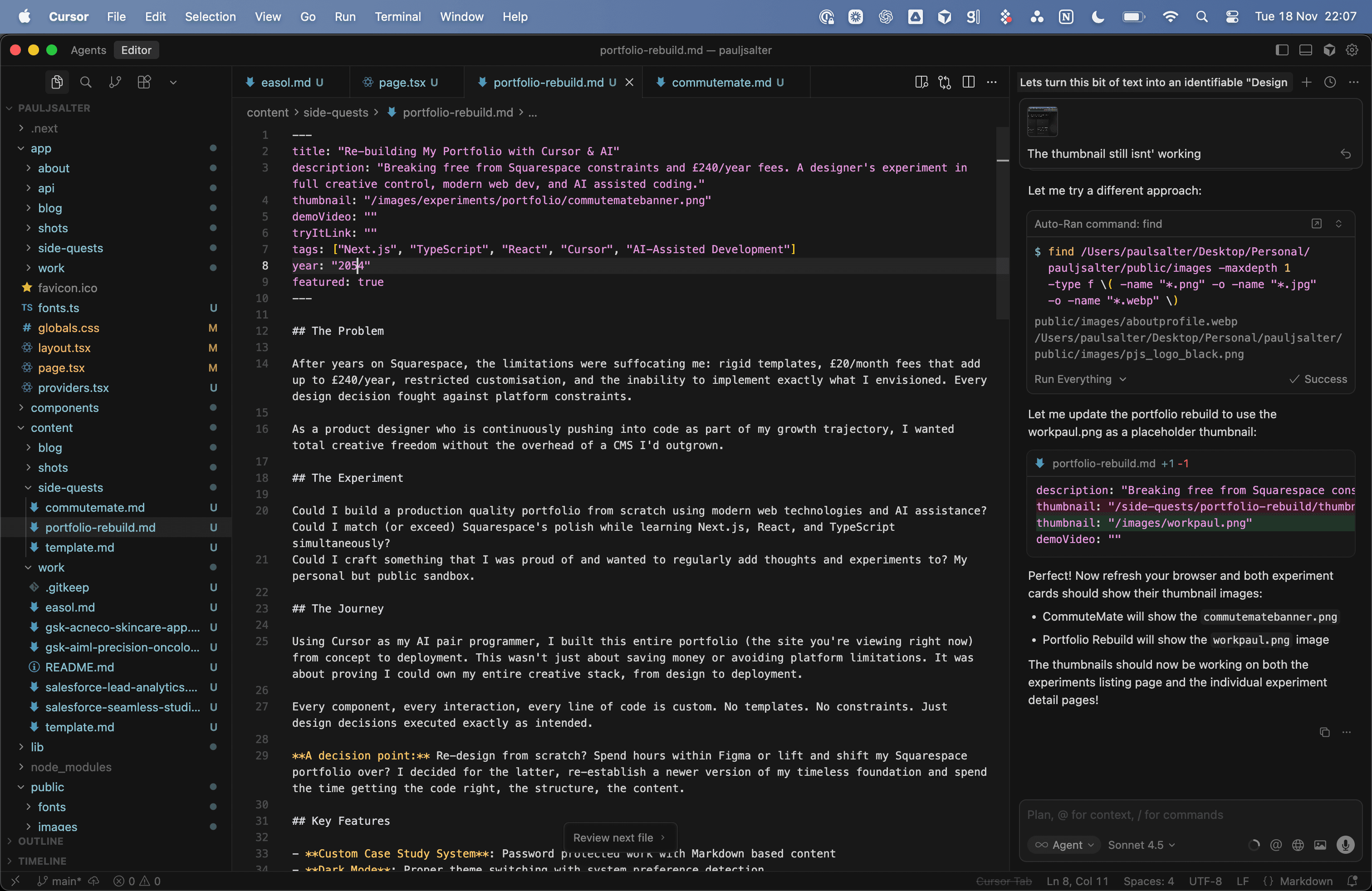 Re-building My Portfolio with Cursor & AI